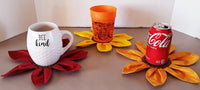 Sunflower drink coasters: mug rugs