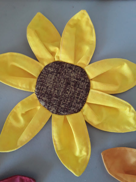 Sunflower drink coasters: mug rugs