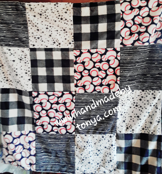 Cuddle Fleece and Minky with Satin Patchwork Baby Blanket