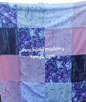 Cuddle Fleece and Minky with Satin Patchwork Baby Blanket