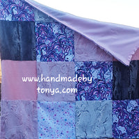 Cuddle Fleece and Minky with Satin Patchwork Baby Blanket