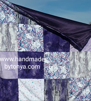 Cuddle Fleece and Minky with Satin Patchwork Baby Blanket