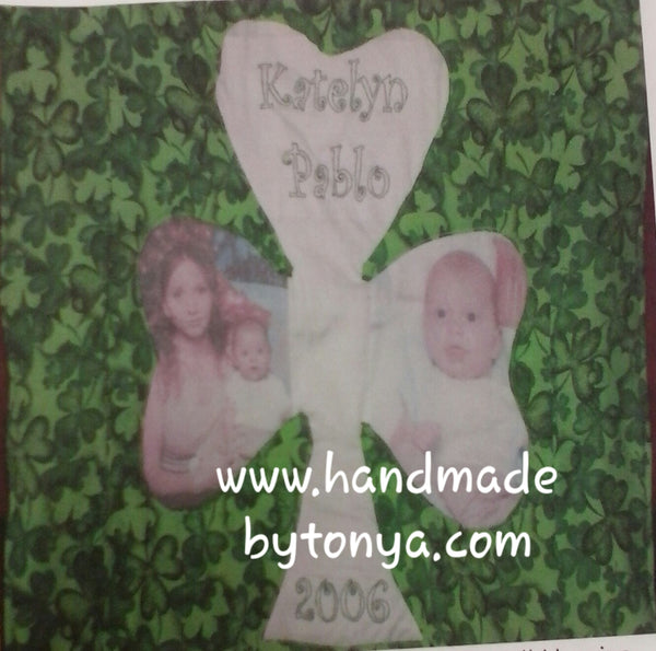 St.Patrick's Day Clover Photo Quilt Wall Hanging