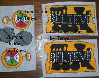 Hand Embroidered Polar Express Patches